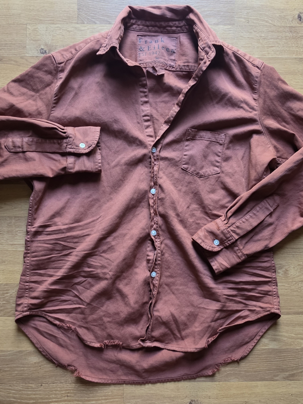 Frank & Eileen Women’s Distressed Rust Button-Down Shirt